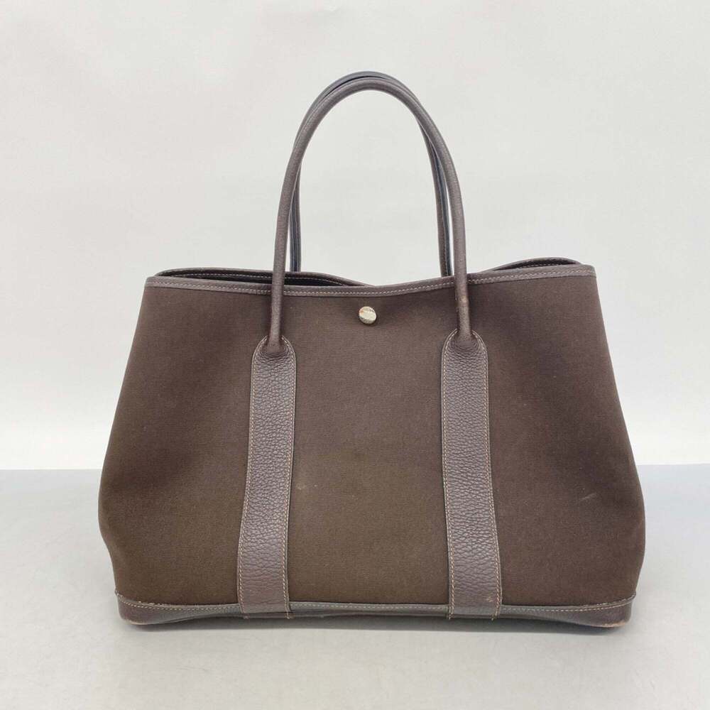 Hermes Garden PM Tote Bag, Toile Officier, Brown, □H stamp, Women's. - Picture 11 of 11
